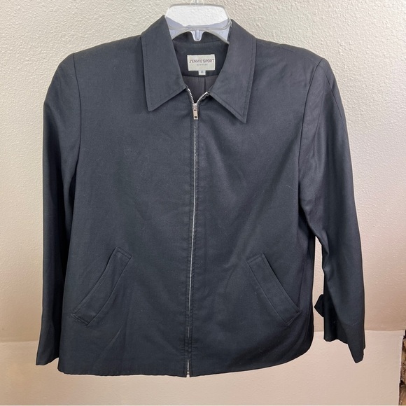 J’ENVIE SPORT NEW YORK Black Zip Lightweight Lined Linen Like Jacket. Size 8 - Picture 1 of 9